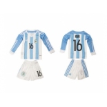 Argentina #16 Rojo Home Long Sleeves Kid Soccer Country Jersey