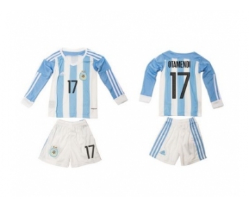 Argentina #17 Otamemdi Home Long Sleeves Kid Soccer Country Jersey