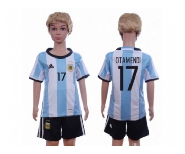 Argentina #17 Otamendi Home Kid Soccer Country Jersey