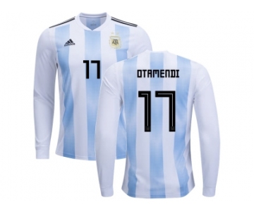 Argentina #17 Otamendi Home Long Sleeves Kid Soccer Country Jersey