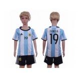 Argentina #19 Banega Home Kid Soccer Country Jersey