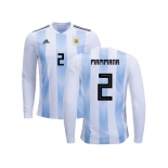 Argentina #2 Mammana Home Long Sleeves Kid Soccer Country Jersey