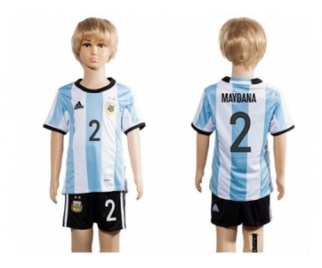 Argentina #2 Maydana Home Kid Soccer Country Jersey