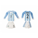 Argentina #2 Maydana Home Long Sleeves Kid Soccer Country Jersey