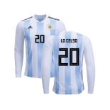 Argentina #20 Lo Celso Home Long Sleeves Kid Soccer Country Jersey