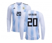 Argentina #20 Lo Celso Home Long Sleeves Kid Soccer Country Jersey