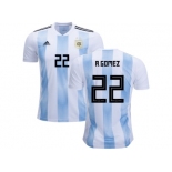 Argentina #22 R.Gomez Home Kid Soccer Country Jersey