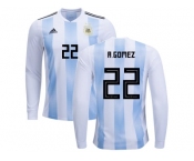 Argentina #22 R.Gomez Home Long Sleeves Kid Soccer Country Jersey