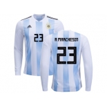 Argentina #23 A.Marchesin Home Long Sleeves Kid Soccer Country Jersey