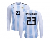 Argentina #23 A.Marchesin Home Long Sleeves Kid Soccer Country Jersey