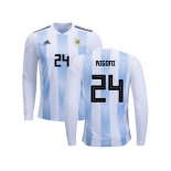 Argentina #24 Rigoni Home Long Sleeves Kid Soccer Country Jersey