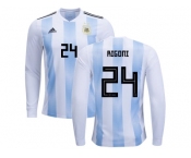 Argentina #24 Rigoni Home Long Sleeves Kid Soccer Country Jersey