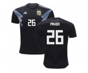 Argentina #26 Pavon Away Kid Soccer Country Jersey