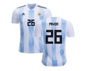 Argentina #26 Pavon Home Kid Soccer Country Jersey