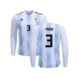 Argentina #3 Fazio Home Long Sleeves Kid Soccer Country Jersey