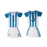 Argentina #3 Mercado Home Kid Soccer Country Jersey1