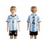 Argentina #4 Gino Home Kid Soccer Country Jersey