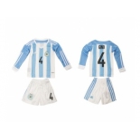 Argentina #4 Gino Home Long Sleeves Kid Soccer Country Jersey