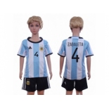 Argentina #4 Zabaleta Home Kid Soccer Country Jersey