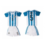 Argentina #5 Gago Home Kid Soccer Country Jersey1