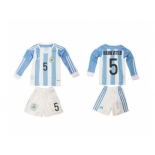 Argentina #5 Kranevitier Home Long Sleeves Kid Soccer Country Jersey