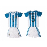 Argentina #5 Kranevitter Home Kid Soccer Country Jersey1