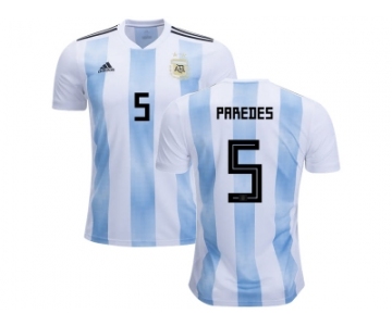 Argentina #5 Paredes Home Kid Soccer Country Jersey