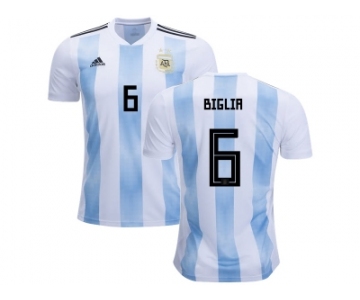 Argentina #6 Biglia Home Kid Soccer Country Jerseys