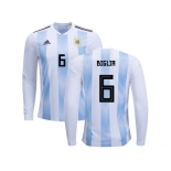 Argentina #6 Biglia Home Long Sleeves Kid Soccer Country Jerseys