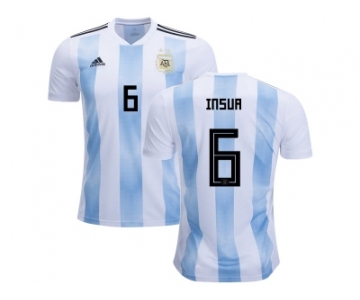 Argentina #6 Insua Home Kid Soccer Country Jersey