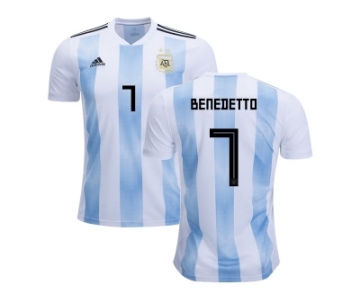 Argentina #7 Benedetto Home Kid Soccer Country Jersey