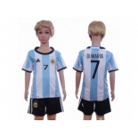 Argentina #7 Di Maria Home Kid Soccer Country Jersey