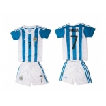 Argentina #7 Dybala Home Kid Soccer Country Jersey1