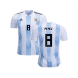 Argentina #8 Perez Home Kid Soccer Country Jerseys