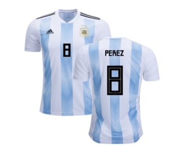 Argentina #8 Perez Home Kid Soccer Country Jerseys