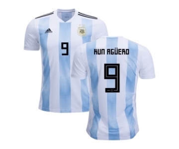 Argentina #9 Kun Aguero Home Kid Soccer Country Jersey