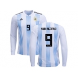 Argentina #9 Kun Aguero Home Long Sleeves Kid Soccer Country Jersey