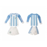 Argentina Blank Home Long Sleeves Kid Soccer Country Jersey