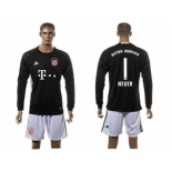 Bayern Munchen #1 Neuer Goalkeeper Black Long Sleeves Soccer Club Jersey