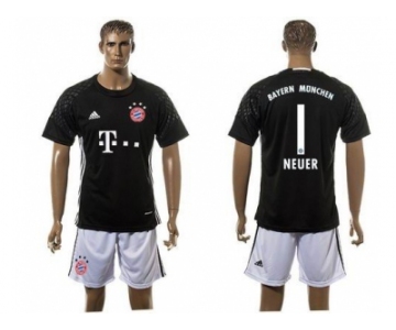 Bayern Munchen #1 Neuer Goalkeeper Black Soccer Club Jersey