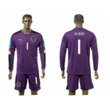 Austria #1 Almer Purple Goalkeeper Long Sleeves Soccer Country Jersey