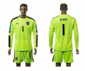 Austria #1 Almer Shiny Green Goalkeeper Long Sleeves Soccer Country Jersey