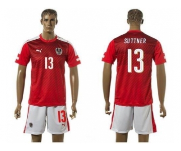 Austria #13 Suttner Red Home Soccer Country Jersey