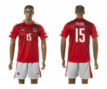 Austria #15 Prodl Red Home Soccer Country Jersey