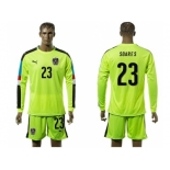 Austria #23 Soares Shiny Green Goalkeeper Long Sleeves Soccer Country Jersey