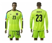 Austria #23 Soares Shiny Green Goalkeeper Long Sleeves Soccer Country Jersey