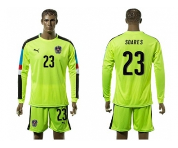 Austria #23 Soares Shiny Green Goalkeeper Long Sleeves Soccer Country Jersey