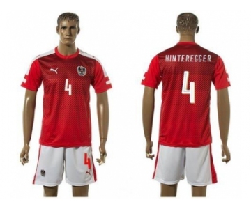 Austria #4 Hinteregger Red Home Soccer Country Jersey