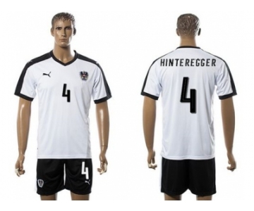 Austria #4 Hinteregger White Away Soccer Country Jersey