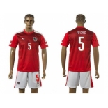 Austria #5 Fuchs Red Home Soccer Country Jersey